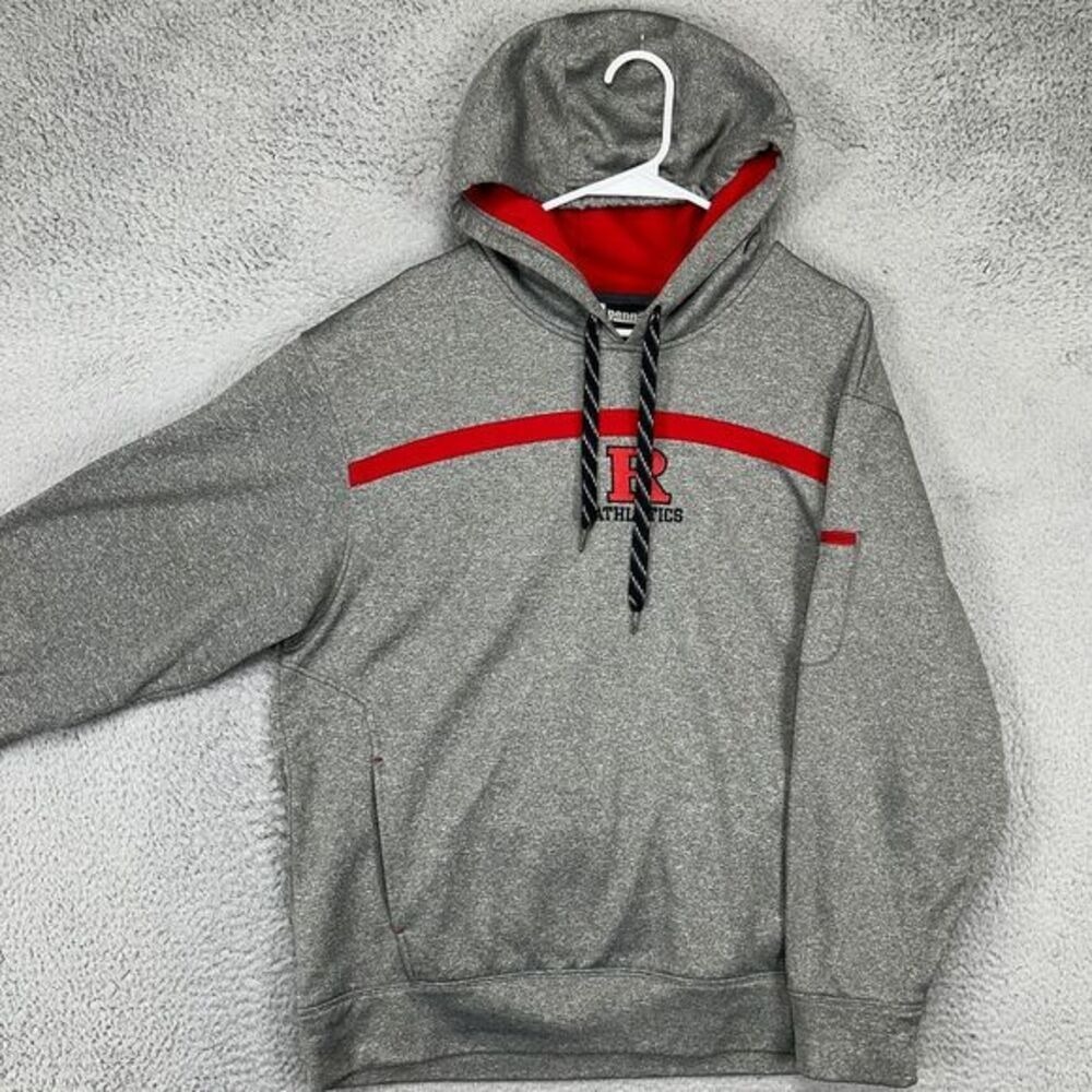 Rutgers Scarlet Knights Hoodie Sweatshirt Mens Large Grey Red Drawstring Pennant